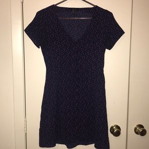 Adorable blue and red polka dot button up dress